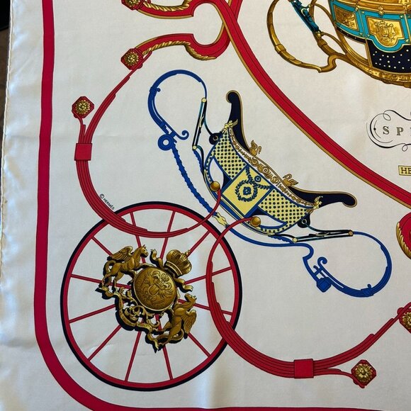 Vintage Hermes Springs Silk Scarf White Background  Designed by Phillipe Ledoux - Picture 2 of 16